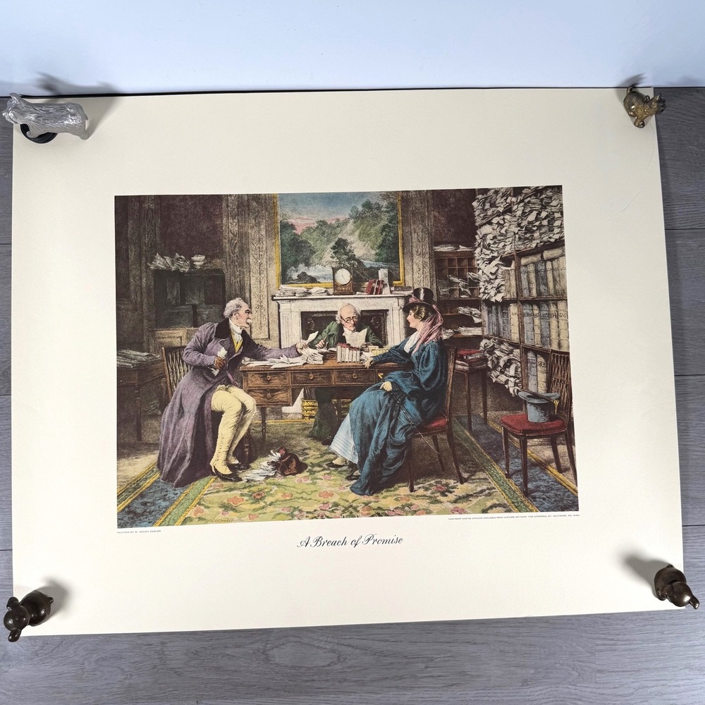 W. Dendy Sadler A Breach of Promise Art Print 26x21 Victorian Law Office Vintage